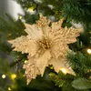 Decorative Flowers Christmas Glitter Artificial Xmas Wedding Tree Year Ornaments (Gold)