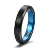 Gruplar Tigrade Erkekler Tungsten Ring 4/6/8mm Siyah Adam Yüzükler Kadın Parmak Bandı Mavisi Serin Yüzük Klasik Düğün Bant Nişan