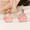 Stud S Z DESIGN Neue Mode Quadrat Bunte Kristall Tropfen Ohrring Für Frauen 585 Rose Gold Farbe Hochzeit Schmuck YQ240129