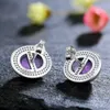 Stud Natural 8x10MM Amethyst Stud Earring 925 Sterling Silver Earrings for Women Simple Vintage Jewelry Anniversary Gift YQ240129