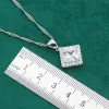 Naszyjnik Zestaw White Topaz Bride 925 Srebrna biżuteria dla kobiet bransoletka ślubna Długie kolczyki