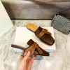 Luxo moda chinelo designer novo estilo mulheres casual sapato sliders sandale senhora slide mules verão mocassins presente sandália de salto plano clássico marrom praia sapatos de couro