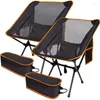 Muebles de campamento Silla de luna portátil al aire libre Espacio de tubo de hierro de playa plegable con bolsa de almacenamiento Ocio de carga fuerte