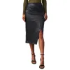 Skirts Women's Faux Leatherette Long Skirt Specifier Sexy Girl Bag Hip Hoop For Women Work Bed Wrap Around