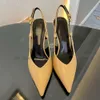New velvet jacquard weave Pointed Toes Slingback Pumps shoes stiletto Heels sandals 8.5cm women's High heeled Calf skin Luxury Designer Dress