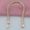 Bracelets FJ Jewelry 7mm 19cm Women 585 Rose Gold Color Middle White Curb Bracelet Link Chains