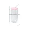 Mugs 16Oz Plastic Mason Jar Pp Acrylic Single-Layer Cup With St 500Ml Clear Can Drinking Drop Delivery Home Garden Kitchen Dining Ba Dhsor