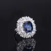 Anéis Wong chuva Sterling Sier 10*12 mm Ruby Emerald Sapphire criou o anel de pedra preciosa da Moissanite para mulheres Presente de jóias finas