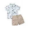 Ensembles de vêtements 1-6 ans enfants garçon vêtements ensemble été à manches courtes imprimé chemise hauts Shorts pantalon bas 2 pièces plage vacances enfants