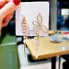 Studörhängen Bohemian Summer Asymmetric Tassel Long Chain 2024 Elegant Simulated Crystal Butterfly Christmas Gifts Women