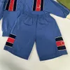 New kids Tracksuits high quality baby jacket suit Size 100-160 Striped patchwork zippered overcoat and shorts Jan20