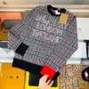 Женский вязаный топ, дизайнерские свитера, женская мода, клетчатый цветной трикотаж, повседневный пуловер с круглым вырезом, топ с длинными рукавами