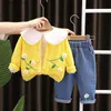 Ensembles de vêtements printemps et automne bébé Zou Ju poupée collier ensemble 0-5 ans fille tricoté veste jean deux pièces simple vêtements de sport décontractés