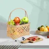 Serviessets 2 stuks Geweven Mand Draagbaar Fruit Kind Snack Containers Voor Kinderen Aanrecht Pantry Manden Bamboe Weven Picknick Fruit