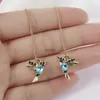 Stud 2022 Vente chaude Rouge Bleu Cristal Oiseaux Long Gland Boucles D'oreilles Oiseau Vintage Animal Design Colibri Boucles D'oreilles Pendentif Bijoux YQ240129