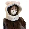 Berretti MXMB Cappello con cappuccio peloso oversize per ragazze Regali di compleanno per orsi da sci invernale