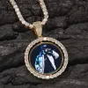 Halsband Uwin Custom Photo Pendant With Picture Charm Necklace Round och Wing Men hiphop smycken för gåva tenniskedja