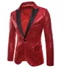 Shiny Gold Sequin Glitter Empelled Blazer Jacket Men Nightclub Prom Suit Blazer Men Costume Homme Stage Clothes for Singers 240129