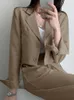 Zestaw spodni swobodny kurtka Autumn dwuczęściowy zestaw odzieży damskiej 2023 Nowy stały kolor biurowy zestaw odzieży damskiej 240129