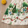 Girl Dresses Xmas Pretty Lovely Toddler Baby Girls Dress Cartoon Print Petal Sleeve Backless Knee-Length A-Line Sundress Clothes 1-6Y