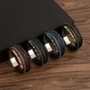 Charme pulseiras punk multicamadas de aço inoxidável pulseira de couro de alta qualidade homens mulheres design de moda masculino trança mão jóias