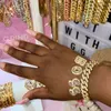 HipHop DIY Statement 12mm S-Link Miami Cuban Halskette Baguette Brief Anhänger Armband für Frauen Schmuck Großhandel Drop 240125