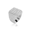 Anneaux Jewe Sterling Sier Hip Hop Bijoux carré Iced Out Rings White Gold plaquée plate-forme Diamond Crystal Cz Bling Ring pour les hommes