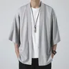 Heren Truien Effen Kleur Vest Blouses Klassiek Trendy Ijs Zijde Kimono Jas Los Yukata Haori Casual Retro Comfort Streetwear