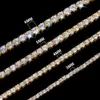 Hip Hop -kedjor Sier 14K Real White Jewelry Top Sale 3mm 4mm 5mm VVS Moissanite Tennis Gold Chain