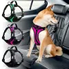 Arnês para cães de nylon reflexivo sem puxar arnês para assento de carro para animais de estimação para cães pequenos, médios e grandes, colete de treinamento para caminhada de animais de estimação