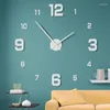 Wanduhren 1pc3D leuchtende Uhr rahmenlose Acryl DIY digitale Aufkleber stumm für Wohnzimmer Schlafzimmer Büro Dekor