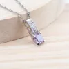 Ensembles de bijoux de mariée de luxe de luxe 925 Silver Purple Cubic Zirconia Costume Bracelet Boucles Boucle d'oreilles Ensemble de collier pendentif