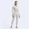 2024 LU LU Lemen ACTING Basic Women Cropped Seamless Top Slick Soft with Scrunch on Back Long Sleeve Crop Workout Shirts for Sports Gym