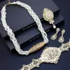 Alloy Neovisson High Quality Jewelry Sets Women Caftan Belt Beads Choker Necklace Crystal Brooch Drop Earring Algeria Bride Jewelry