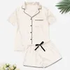 Vrouwen Nachtkleding Pyjama Pak Korte Mouwen Button Up Shirt Shorts Zomer Sexy Casual Dunne Stijl Homewear Set Voor dames