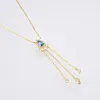 قلادة Andywen Winter 925 Sterling Silver Gold Blue Ovals Queen Tassel Long Chain Necklace 2022 Women Luxury Jewelry Gift