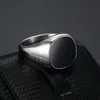 Stainless Steel Rings for Men Vintage Wide Enamel Rings Smooth Gothic Punk Jewelry Women Size 7-13