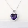 Hängen S925 Sterling Silver Pendants For Women Ametyst Heart Purple Stone Bridal Vintage Fine Smycken Halsband Pendants No Cahin