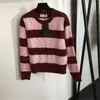 Designer Pull Femmes Tricot Jumper Mode À Manches Longues Col Rond Top Rayé Lettre Rayé Pull En Laine Chaud Automne Chandails Femmes Vêtements rose