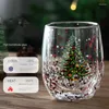 Verres à vin 367A motif arbre de noël, tasse à paillettes, résistant aux hautes températures, Transparent