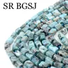 Alloy 8x10mm Natural Larimar Column Tube Faceted Genuine Gems Stone Jewelry Making Beads Strand 15"