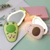 Spiegels cashou62 avocado vorm make -up spiegel draagbaar drieweg vul licht make -up spiegel handheld mini luchtkoeler ventilator