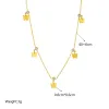 Collier avec pendentif carré en or jaune 14 carats pour femmes et filles, ras du cou, chaîne de clavicule, bijoux cadeaux, nouvelle collection