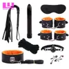 Bondage Sex Bondage Kit 12 PCS Vuxna spel Set Handcuff Anal Plug Whip Rope Blindboende för par Erotiska Toys SM -produkter