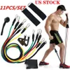 US STOCK Fast 11pcs set Exercises Resistance Bands Latex Tubes Pedal Body Home Gym Fitness Training Workout Yoga Elastic Pull Rope333S