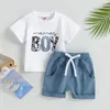 Kläder set mababy 0-3y småbarn baby pojke kläder sommarkläder spädbarn barn bokstav t-short shorts avslappnad