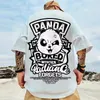 Summer Men's Cotton T-shirt Funny Panda Print Cartoon Short Sleeve Tops O-Neck Tee Y2K Anime Casual Overized T Shirt 8xl 240124