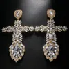 Stud Individualized and exaggerated earrings high-end feeling light luxury pendant earrings women's cross earring accessories Earrings YQ240129