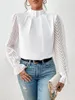 Damesblouses Herfst- en winterblouse Shirt Halfhoge hals Gesplitst golfpatroon Chiffon top met lange mouwen voor dames