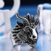 Band Rings Vintage Animal Goat Rings For Men Gothic Stainless Steel Lucifer Goat Head Skull Ring Cool Men Boy Jewelry Gift Wholesale 240125